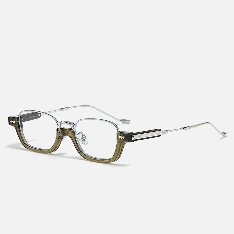 Kocolior Unisex Semi Rim Acetate Stainless Steel Hyperopic Reading Glasses 22015 Reading Glasses Kocolior Green 0