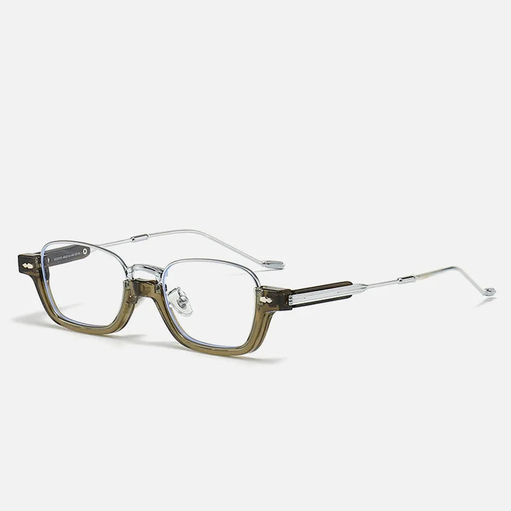Kocolior Unisex Semi Rim Acetate Stainless Steel Hyperopic Reading Glasses 22015 Reading Glasses Kocolior Green 0