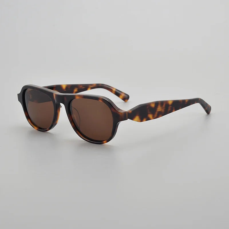 Black Mask Unisex Full Rim Square Acetate Polarized Sunglasses 5002 Sunglasses Black Mask Tortoise-Brown As Shown