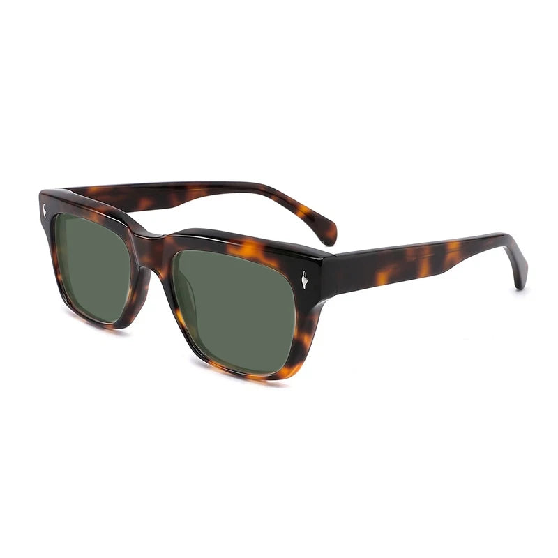 Gatenac Unisex Full Rim Square Polarized Acetate Sunglasses Mo15 Sunglasses Gatenac Tortoiseshell Green