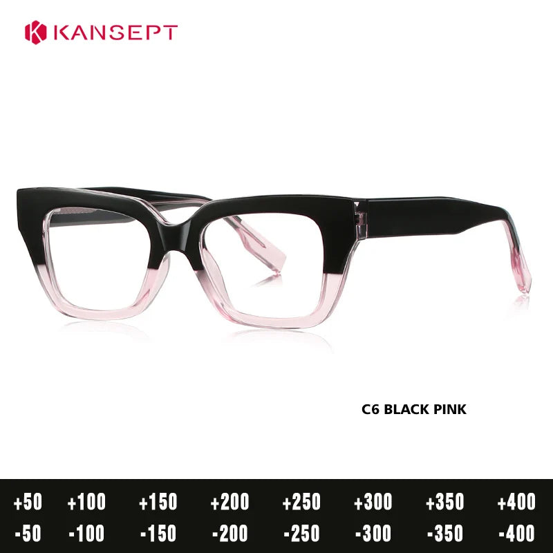 Kansept Women's Full Rim Square Tr 90 Alloy Reading Glasses 94001