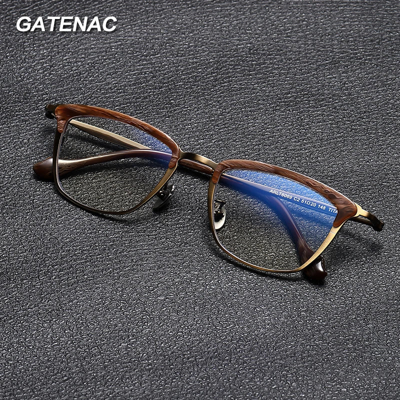 Gatenac Unisex Full Rim Square Brow Line Titanium Acetate Eyeglasses Gxyj1460 Full Rim Gatenac