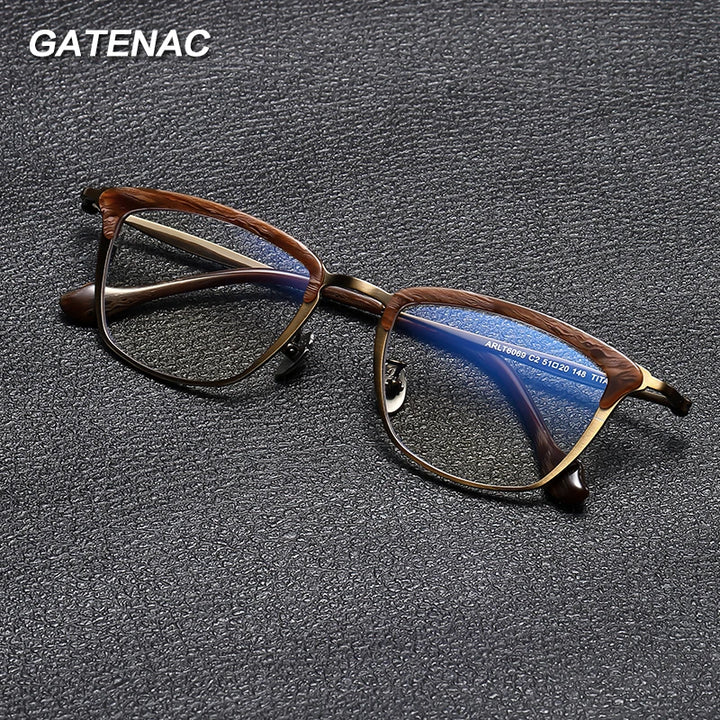 Gatenac Unisex Full Rim Square Brow Line Titanium Acetate Eyeglasses Gxyj1460 Full Rim Gatenac