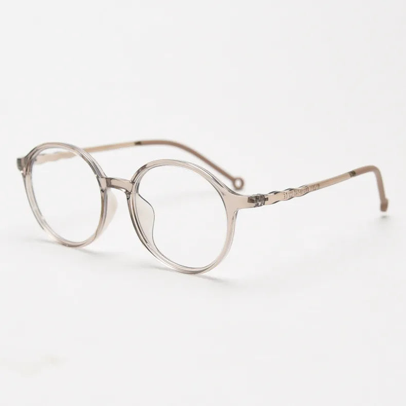 CCspace Unisex Full Rim Round Tr 90 Titanium Eyeglasses 56834 Full Rim CCspace C2Khaki