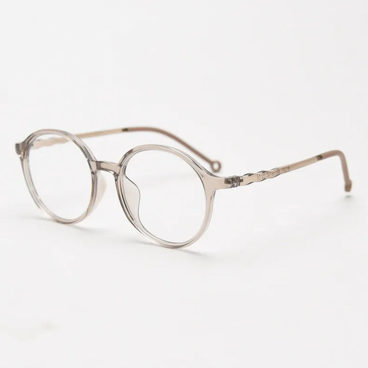 CCspace Unisex Full Rim Round Tr 90 Titanium Eyeglasses 56834 Full Rim CCspace C2Khaki