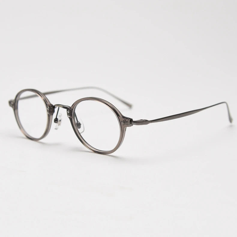 CCspace Unisex Full Rim Small Round Acetate Eyeglasses 57268 Full Rim CCspace Grey