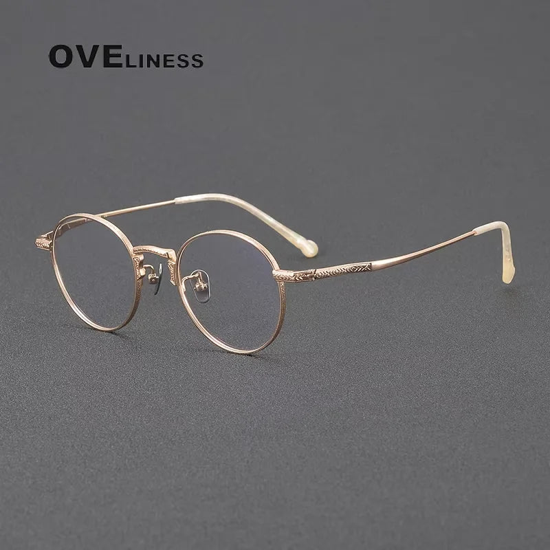 Oveliness Women's Full Rim Round Acetate Titanium Eyeglasses 841042