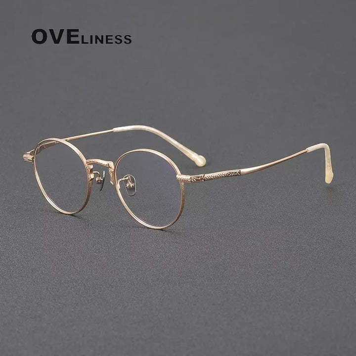 Oveliness Women's Full Rim Round Acetate Titanium Eyeglasses 841042