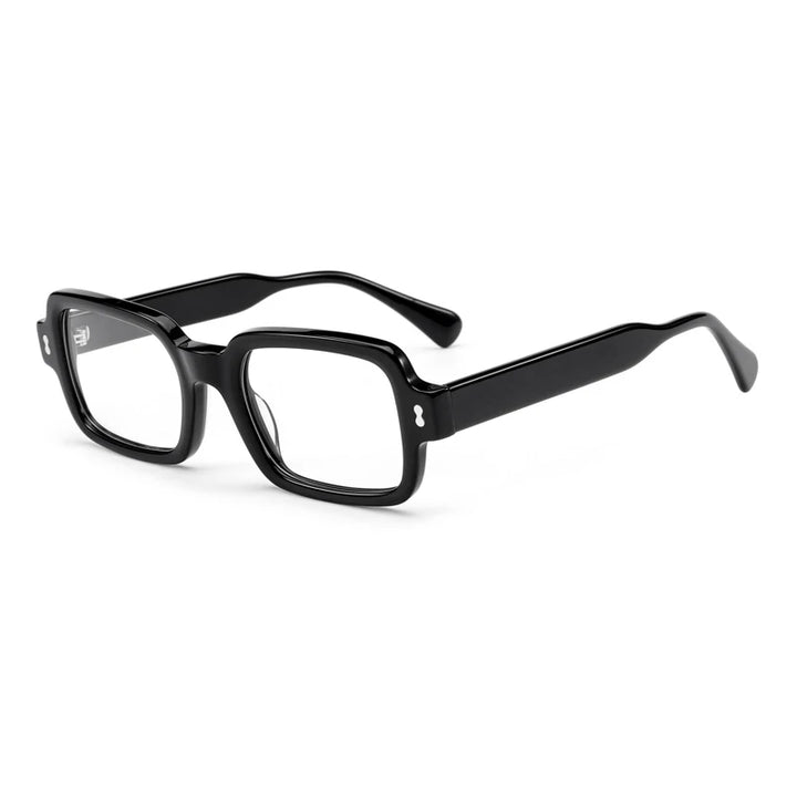 Gatenac Unisex Full Rim Square Acetate Eyeglasses Gxyj-1179 Full Rim Gatenac Black