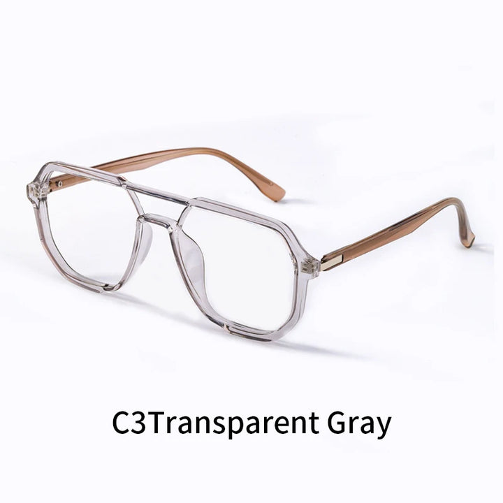 Xbora Unisex Full Rim Square Double Bridge Tr 90 Alloy Eyeglasses 7246