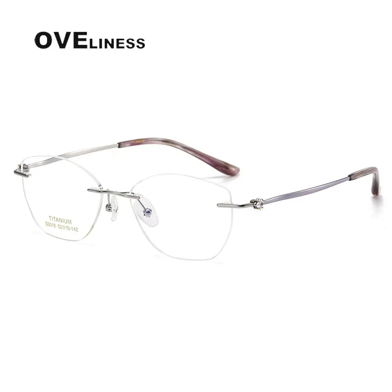 Oveliness Women's Rimless Polygon Titanium Eyeglasses 16018