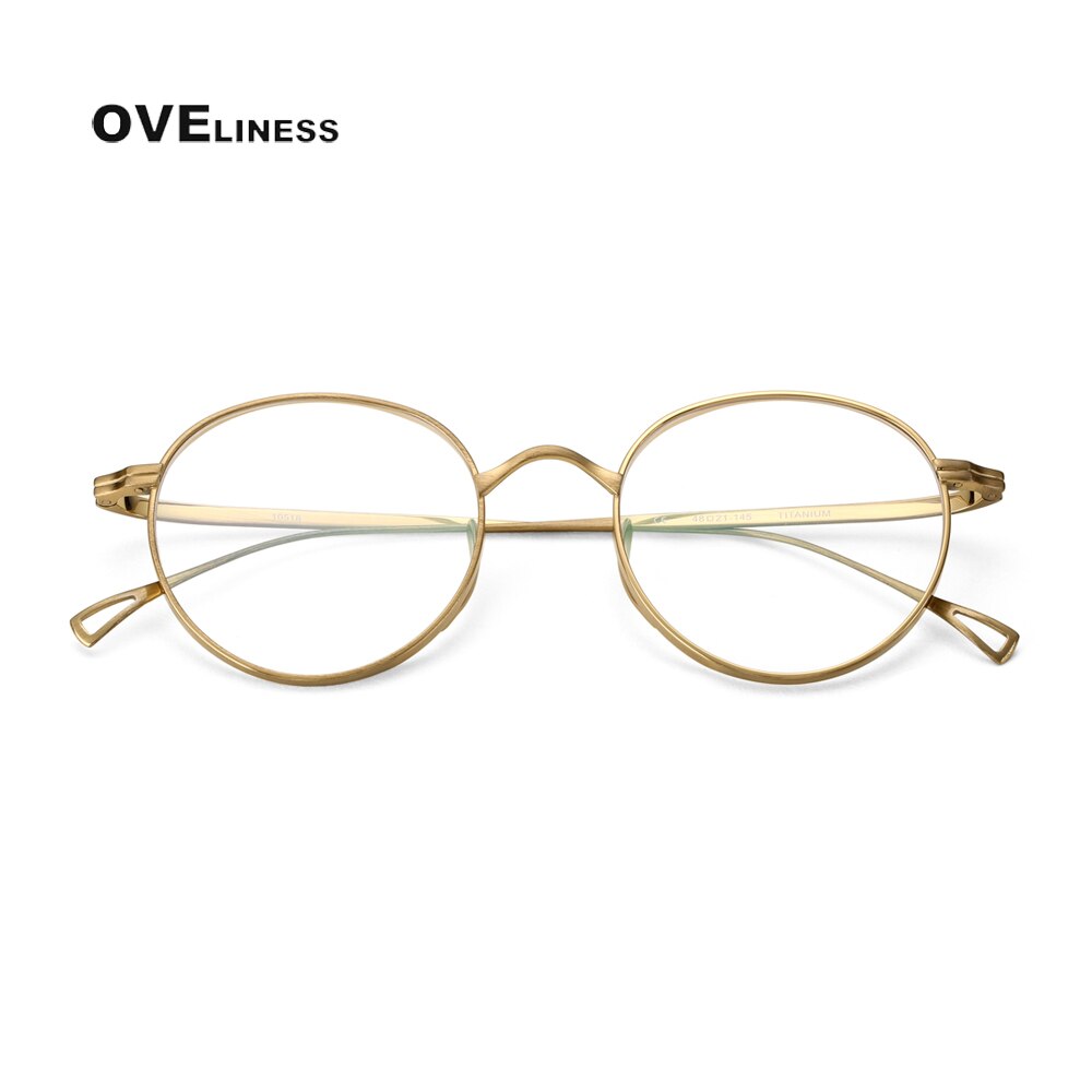 Oveliness Unisex Full Rim Round Titanium Eyeglasses 10518 Full Rim Oveliness Gold