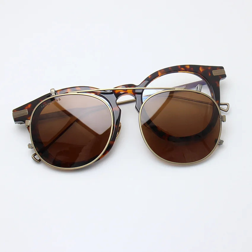 Black Mask Unisex Full Rim Round Acetate Eyeglasses Clip On Polarized Sunglasses 0213 With Clip Ons Black Mask Tortoise