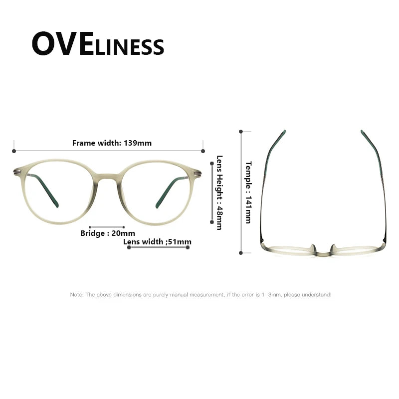 Oveliness Women's Full Rim Round Acetate Titanium Eyeglasses 72352 Full Rim Oveliness