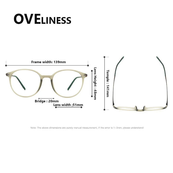 Oveliness Women's Full Rim Round Acetate Titanium Eyeglasses 72352 Full Rim Oveliness