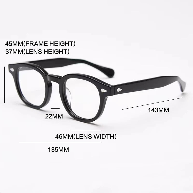 Gatenac Unisex Full Rim Round Acetate With Clip On Sunglasses 1237 With Clip Ons Gatenac