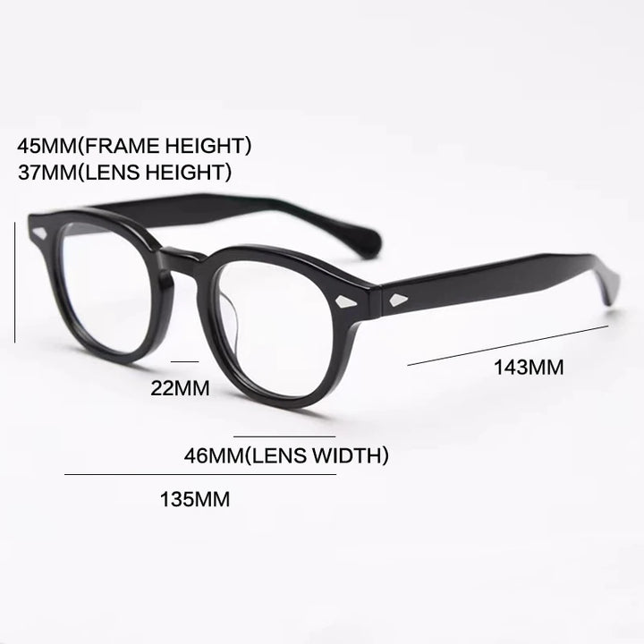 Gatenac Unisex Full Rim Round Acetate With Clip On Sunglasses 1237 With Clip Ons Gatenac