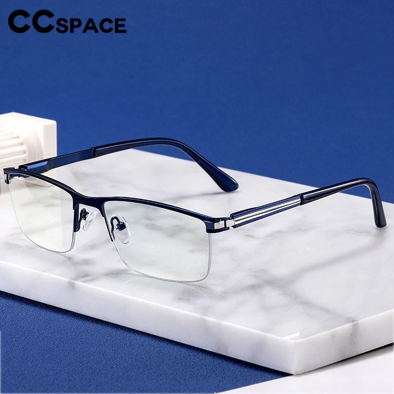 CCspace Semi Rim Square Alloy Spring Hinge Eyeglasses 300842 Semi Rim CCSpace