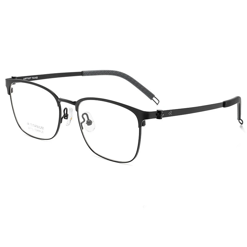 Bclear Unisex Full Rim Square Titanium Eyeglasses A113 Full Rim Bclear black