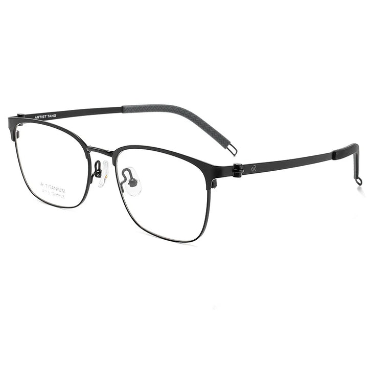 Bclear Unisex Full Rim Square Titanium Eyeglasses A113 Full Rim Bclear black