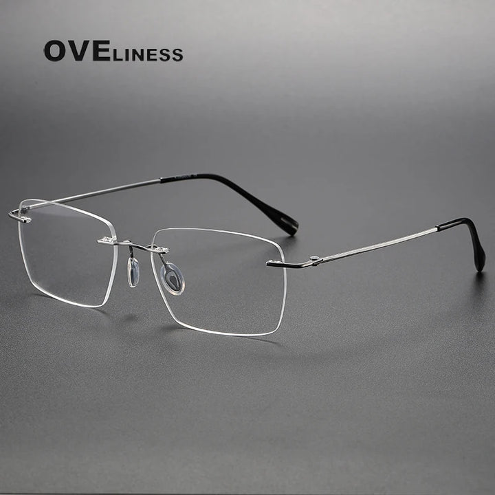 Oveliness Unisex Rimless Square Titanium Eyeglasses 80964 Rimless Oveliness silver  