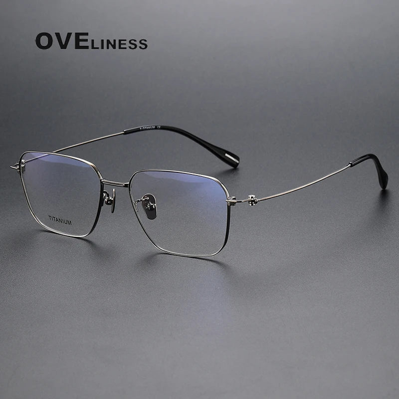 Oveliness Men's Rimless Square Titanium Eyeglasses 80914 Rimless Oveliness gun