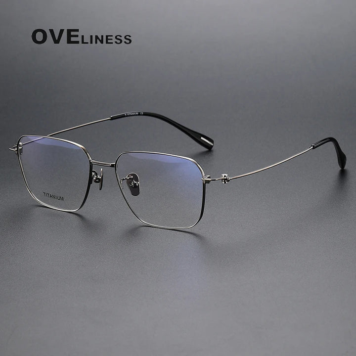 Oveliness Men's Rimless Square Titanium Eyeglasses 80914 Rimless Oveliness gun