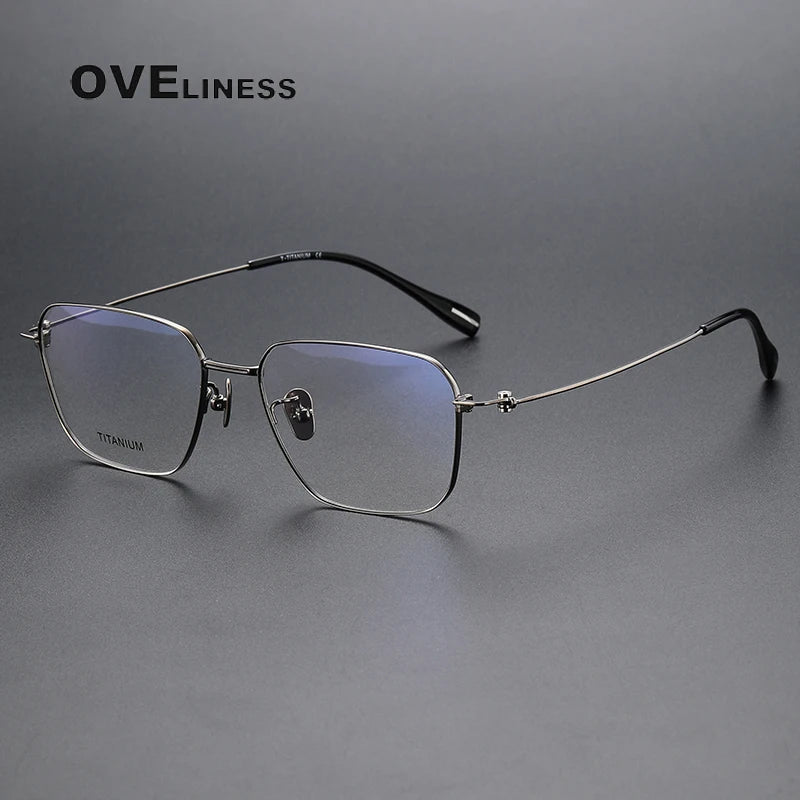 Oveliness Men's Rimless Square Titanium Eyeglasses 80914 Rimless Oveliness gun  