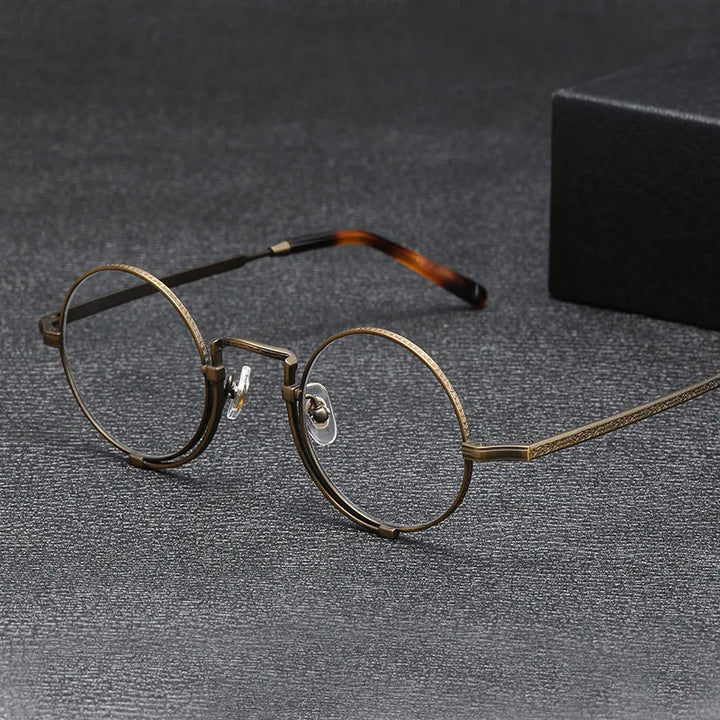 Yujo Unisex Full Rim Round Titanium Eyeglasses 4527 Full Rim Yujo