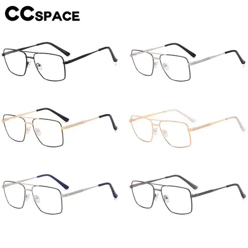 CCspace Unisex Full Rim Square Double Bridge Alloy Eyeglasses 57288 Full Rim CCspace