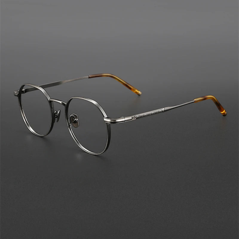 Black Mask Unisex Full Rim Round Titanium Eyeglasses M137 Full Rim Black Mask