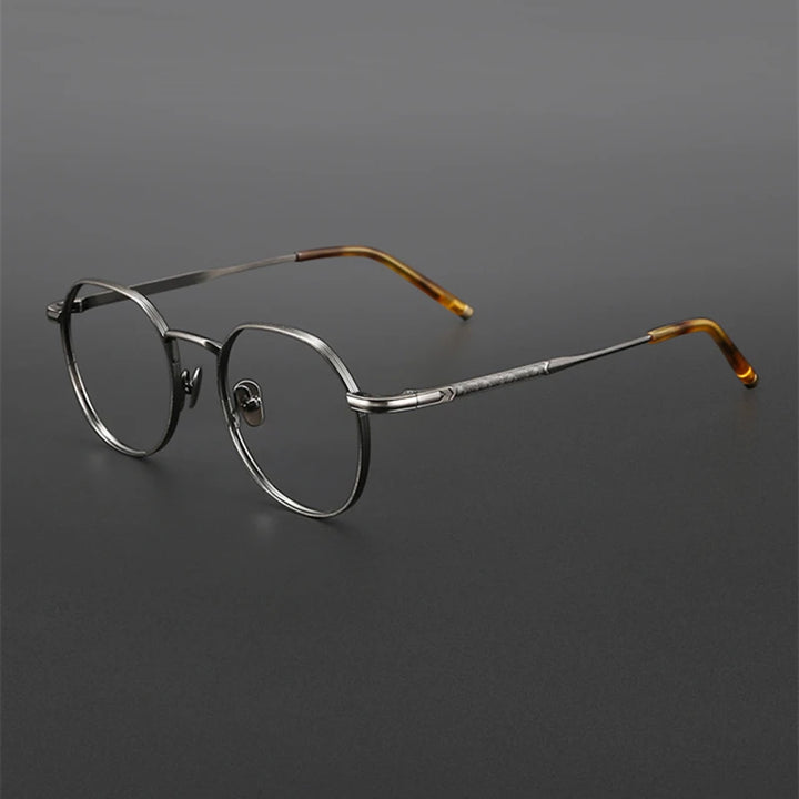 Black Mask Unisex Full Rim Round Titanium Eyeglasses M137 Full Rim Black Mask