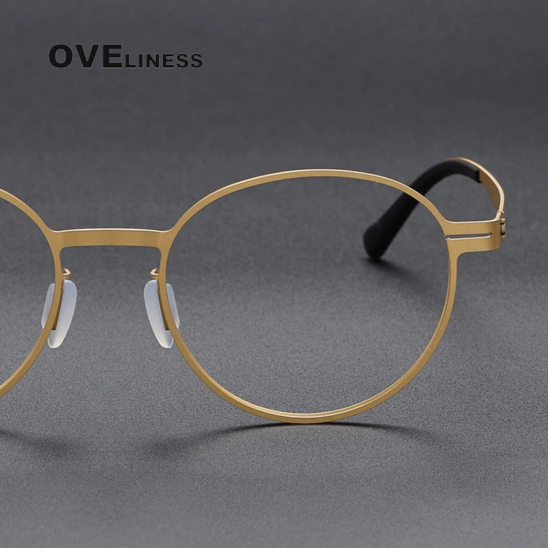 Oveliness Unisex Full Rim Round Screwless Titanium Eyeglasses 80994 Full Rim Oveliness