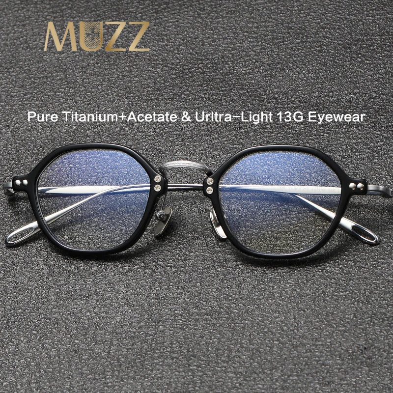 Muzz Unisex Full Rim Polygon Titanium Acetate Eyeglasses 5957 Full Rim Muzz   