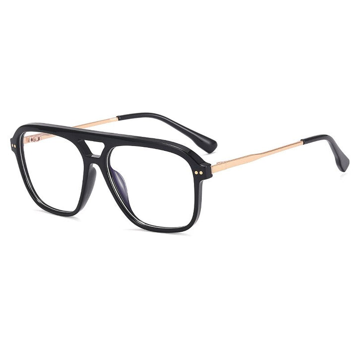 CCspace Unisex Full Rim Square Double Bridge Tr 90 Titanium Eyeglasses 56714 Full Rim CCspace C4Black
