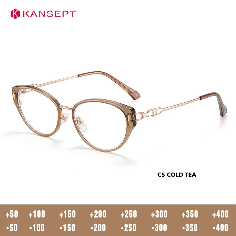 Kansept Women's Full Rim Oval Cat Eye Tr 90 Alloy Reading Glasses 12008