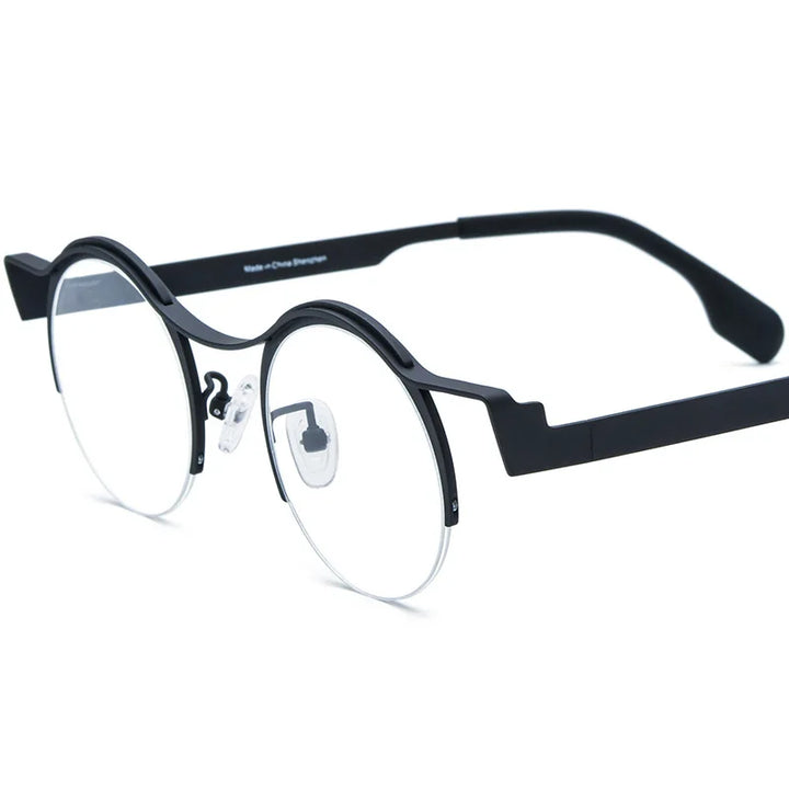 Nobler Women's Semi Rim Oval Round Titanium Eyeglasses 185837