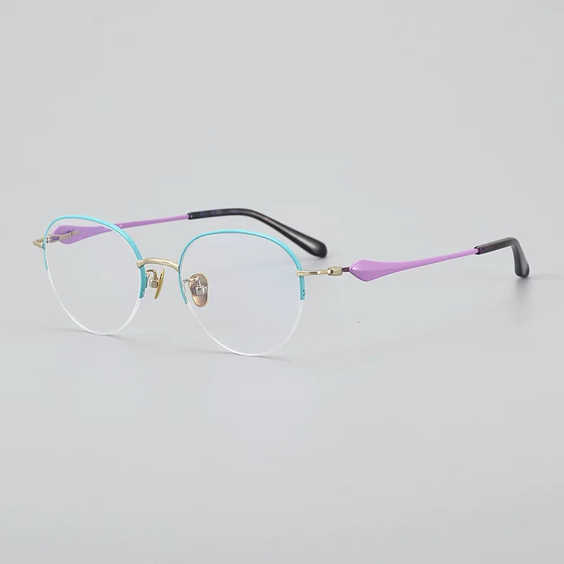 Hewei Unisex Semi Rim Stainless Steel Eyeglasses 415019 Semi Rim Hewei C5