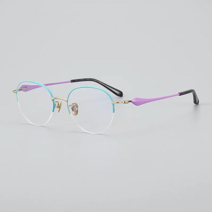 Hewei Unisex Semi Rim Stainless Steel Eyeglasses 415019 Semi Rim Hewei C5