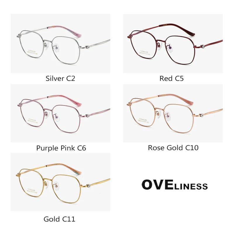 Oveliness Women's Full Rim Polygon Oval Titanium Eyeglasses 6016 Full Rim Oveliness
