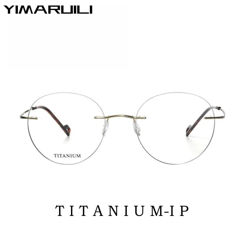 Yimaruili Unisex Rimless Round Titanium Eyeglasses Rt003a Rimless Yimaruili Eyeglasses   