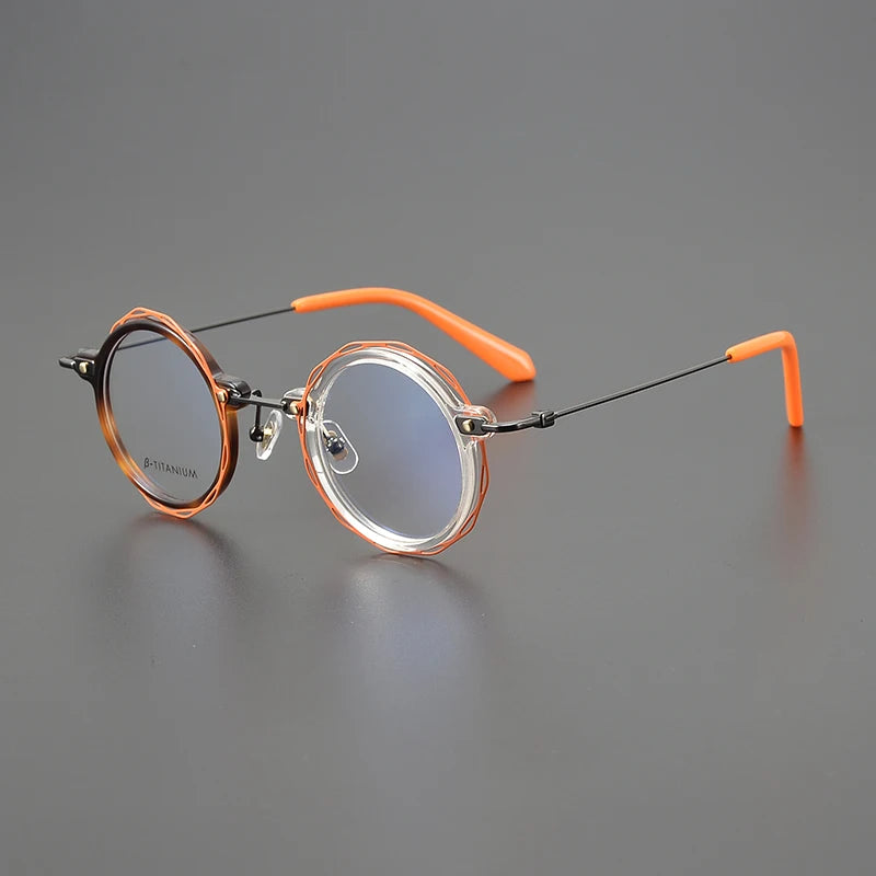 Nobler Unisex Full Rim Round Acetate Titanium Eyeglasses G503 Full Rim Nobler C4