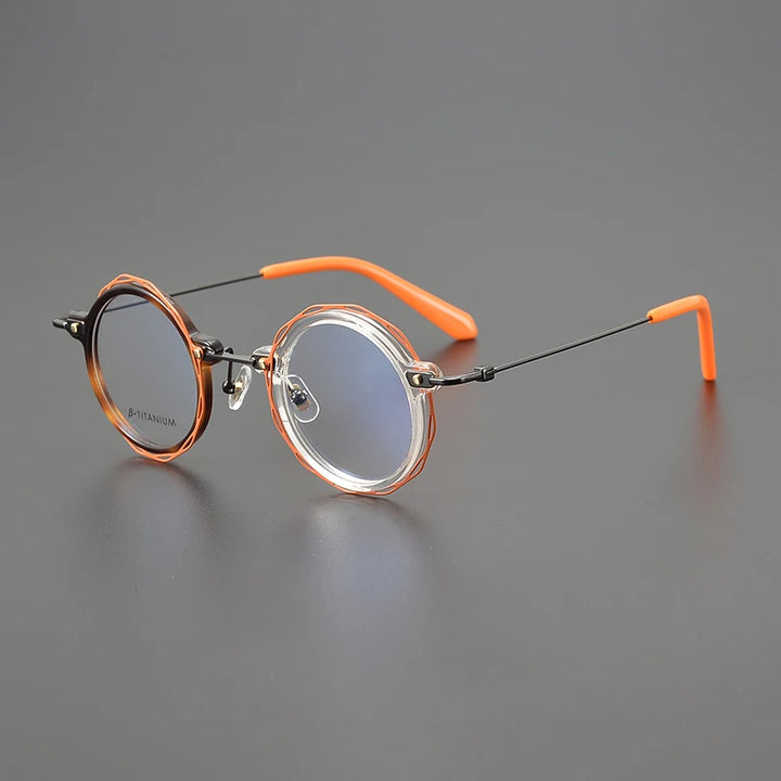 Nobler Unisex Full Rim Round Acetate Titanium Eyeglasses G503 Full Rim Nobler C4