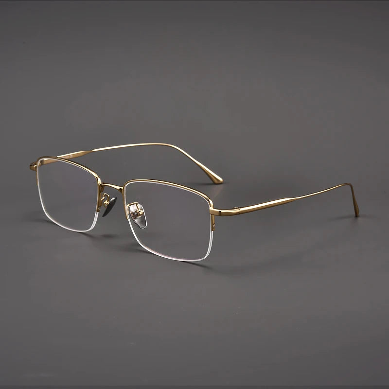 Muzz Unisex Semi Rim Square IP Titanium Eyeglasses 1907 Semi Rim Muzz Gold