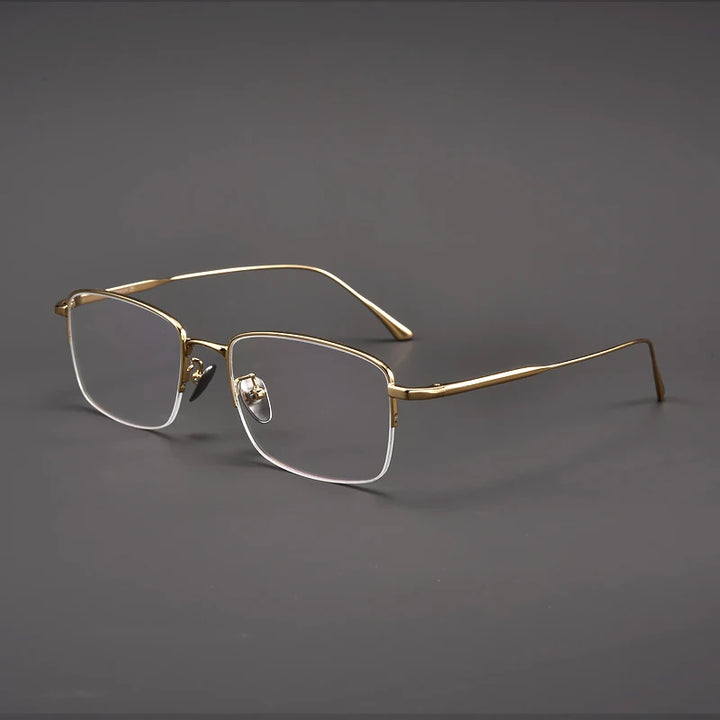 Muzz Unisex Semi Rim Square IP Titanium Eyeglasses 1907 Semi Rim Muzz Gold