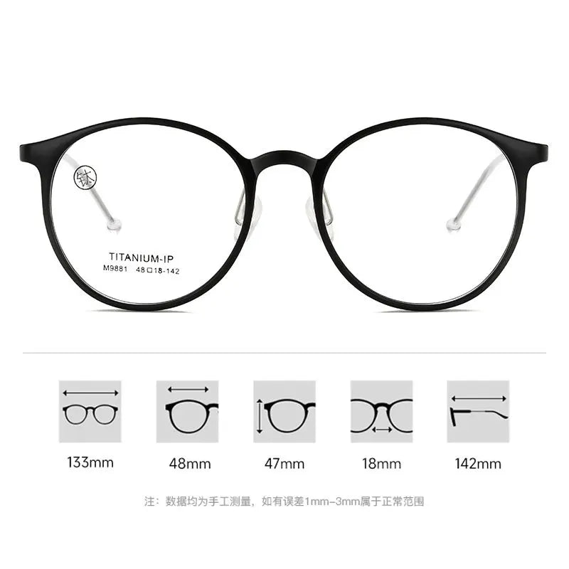 Momoja Women's Full Rim Round Tr 90 Titanium Eyeglasses M9881