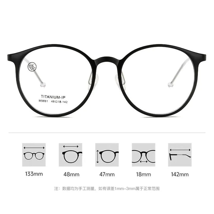 Momoja Women's Full Rim Round Tr 90 Titanium Eyeglasses M9881