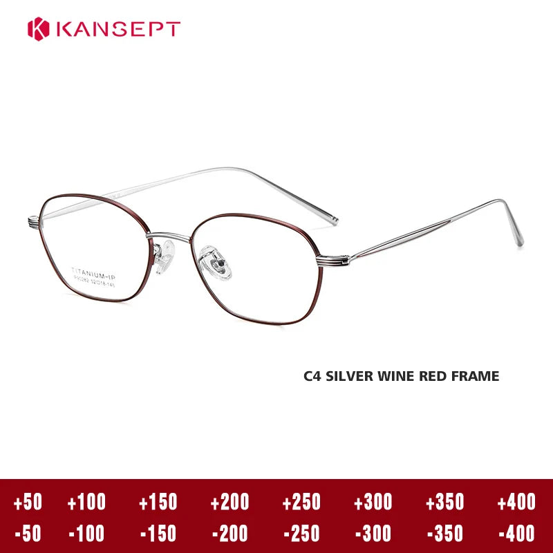 Kansept Women's Full Rim Polygon Titanium Reading Glasses 90282