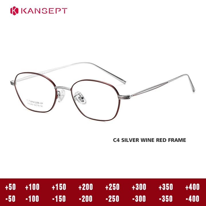 Kansept Women's Full Rim Polygon Titanium Reading Glasses 90282