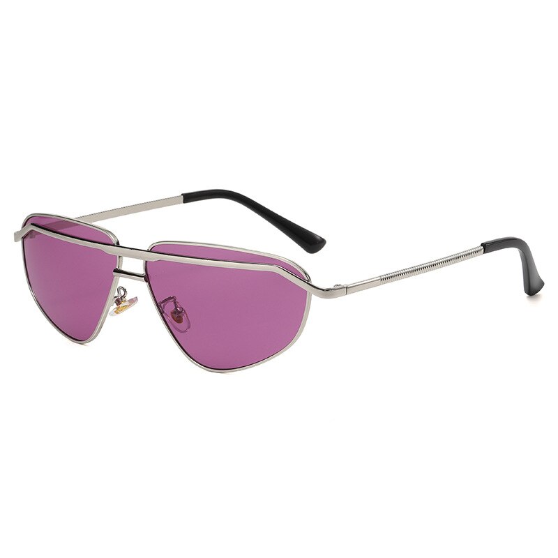 CCspace Unisex Full Rim Irregular Triangle Double Bridge Alloy UV400 Sunglasses 56348 Sunglasses CCspace Sunglasses C2Purple